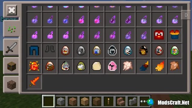 Screenshot of spawn eggs animals