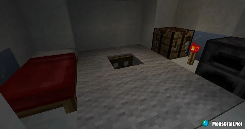 Bed and ladder in igloo