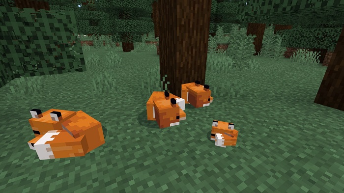 Fox sleeps in Minecraft