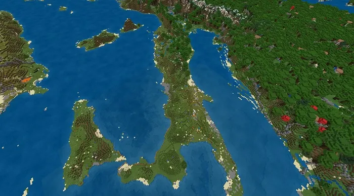 Italy on the Earth map in Minecraft Bedrock Edition