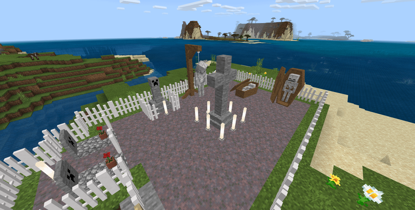Example of a cemetery in Minecraft