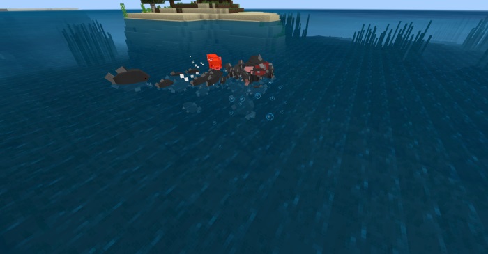 Piranhas attack a fox in Minecraft