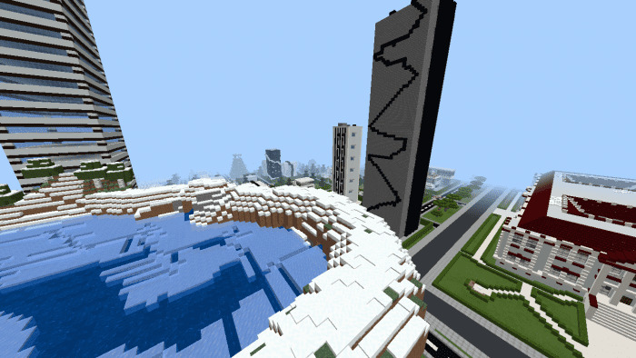 Вид сверху на карту с городом мафии Minecraft
