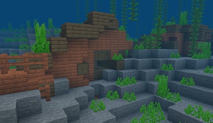 Sunken ship in Minecraft