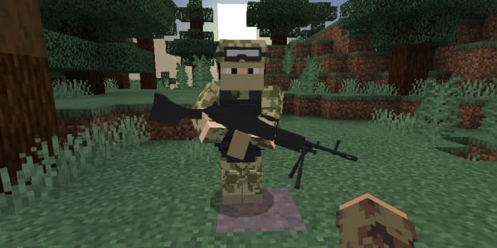 Солдат с M240 в Minecraft