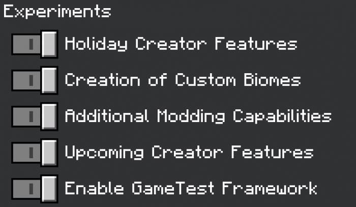 Enabling experiment functions for the mod
