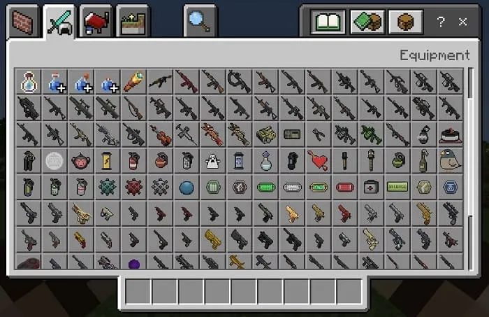 Guns in creative mode