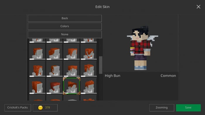 New skin selection window