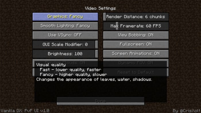 Updated Settings window