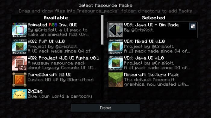 Vanilla Deluxe: Java UI + Mixed UI + PvP UI Minecraft Texture Pack