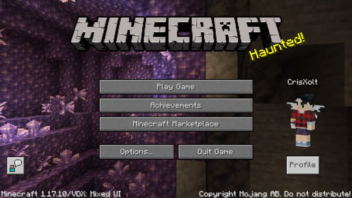 Combined main menu Minecraft