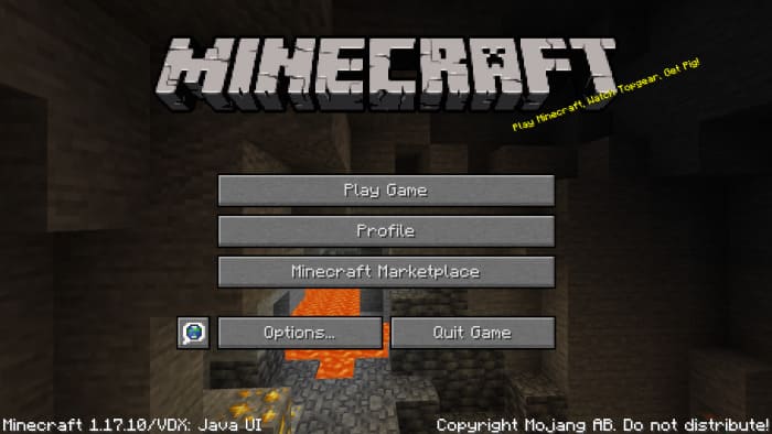 Java-style main menu