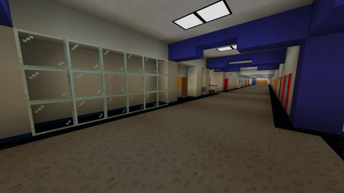 Скриншот коридора школы в Майнкрафт