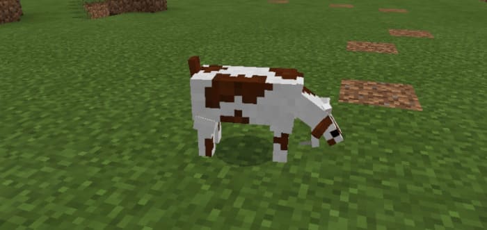 Goat eats grass in Minecraft