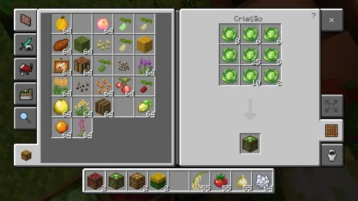 Recipe for creating a food crate