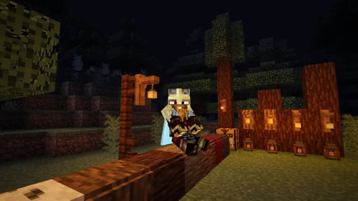 Player sits on a log in Minecraft