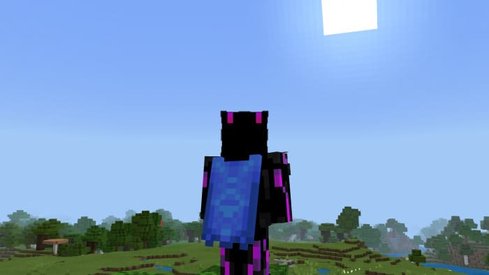 Blue cape in Minecraft