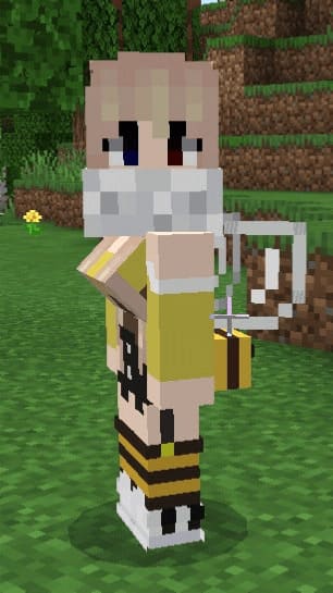Girl in the form of a bee in Minecraft