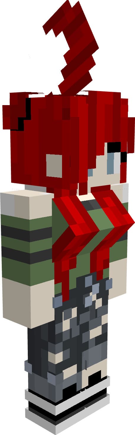 Girl in the form of a red parrot in Minecraft
