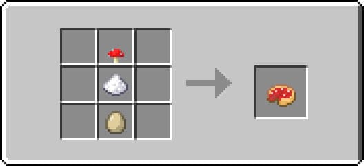 Crafting a red mushroom pie in Minecraft