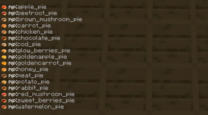 New pies in Minecraft