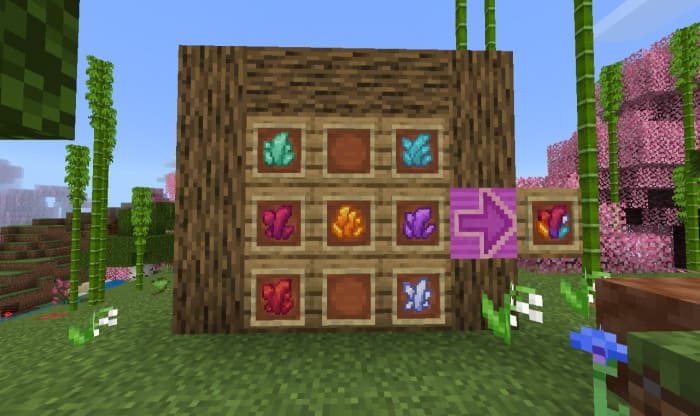 Crafting a rainbow shard in Minecraft