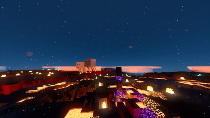 Вид сверху на Незер в Minecraft