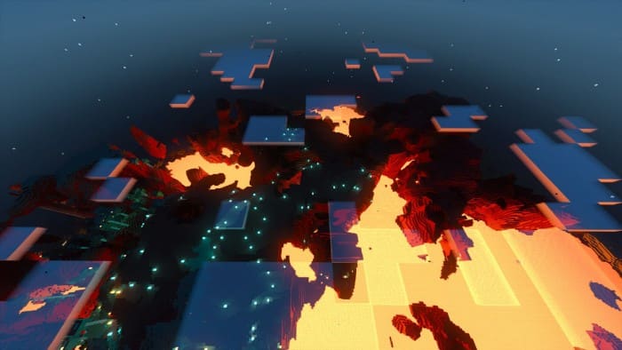Гигантское лавовое озеро в Minecraft