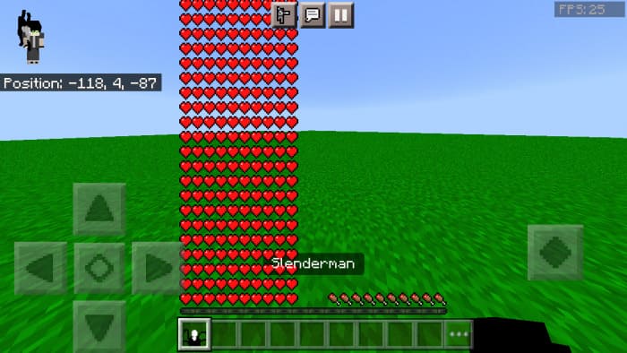 The ability to transform into a Slenderman in Minecraft