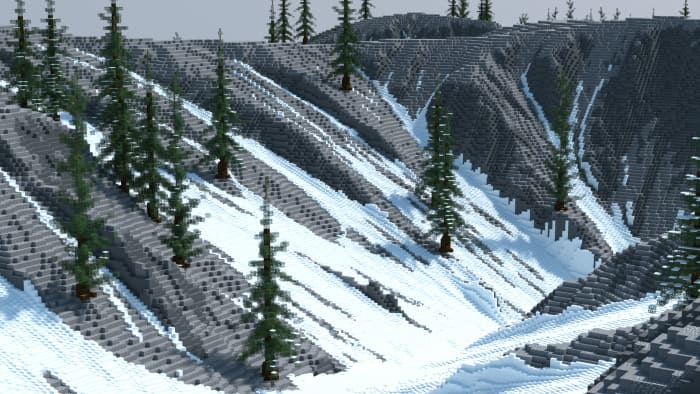 Mountain forests on the Minecraft map