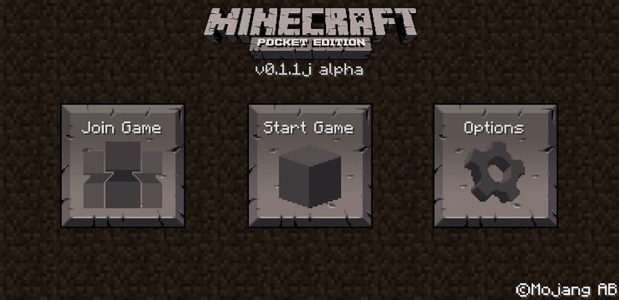 View of the main Minecraft menu 0.1.1