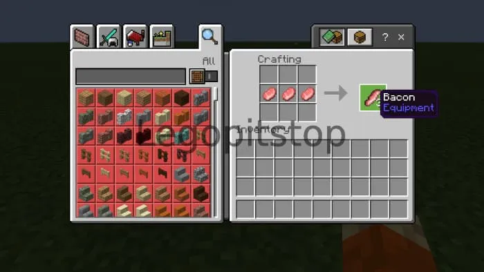 Bacon Crafting in Minecraft