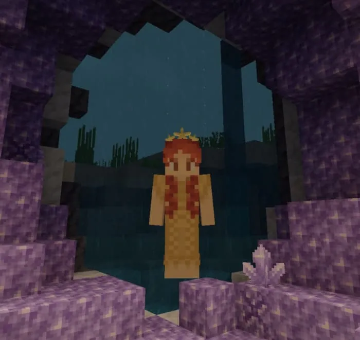 Player in the Amethyst geode