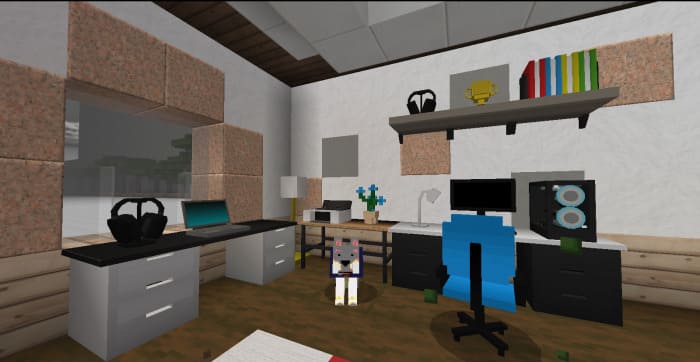 A game room in Minecraft