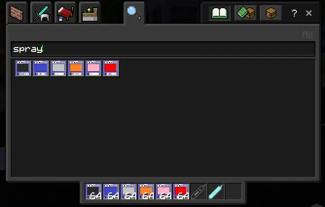 Sprays in Minecraft for painting