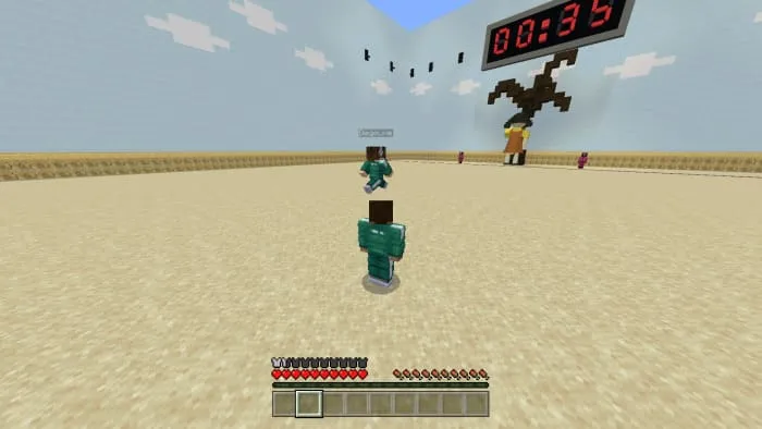 Players running around the arena