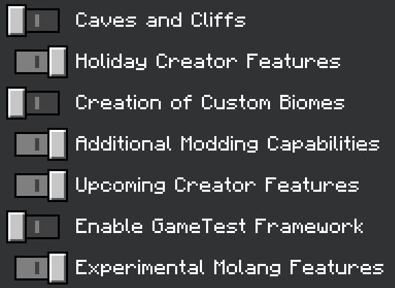 Enabling experiment functions for mod operation