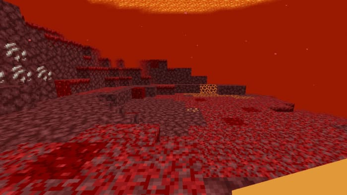 Игрок внутри лавы с эффектом огнестойкости
