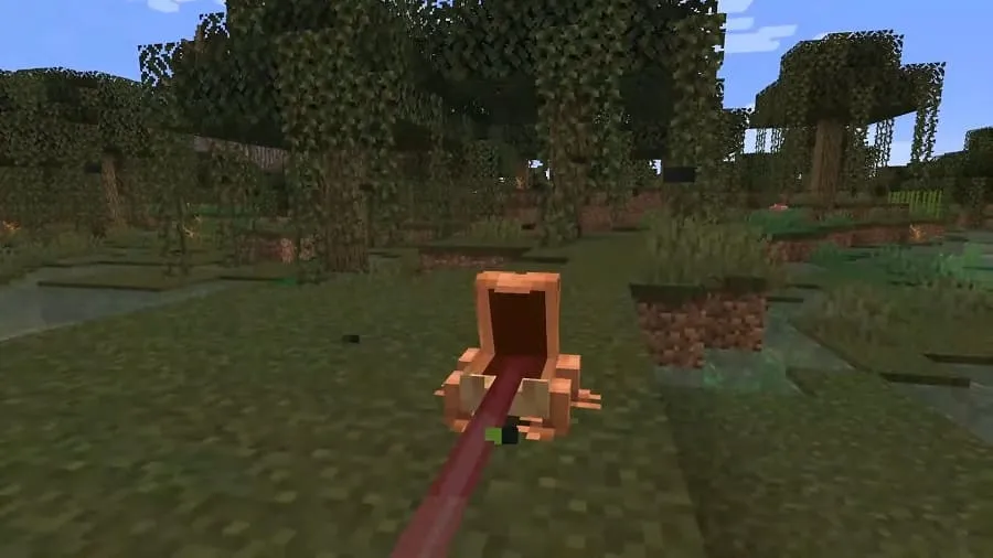 The frog opened its mouth