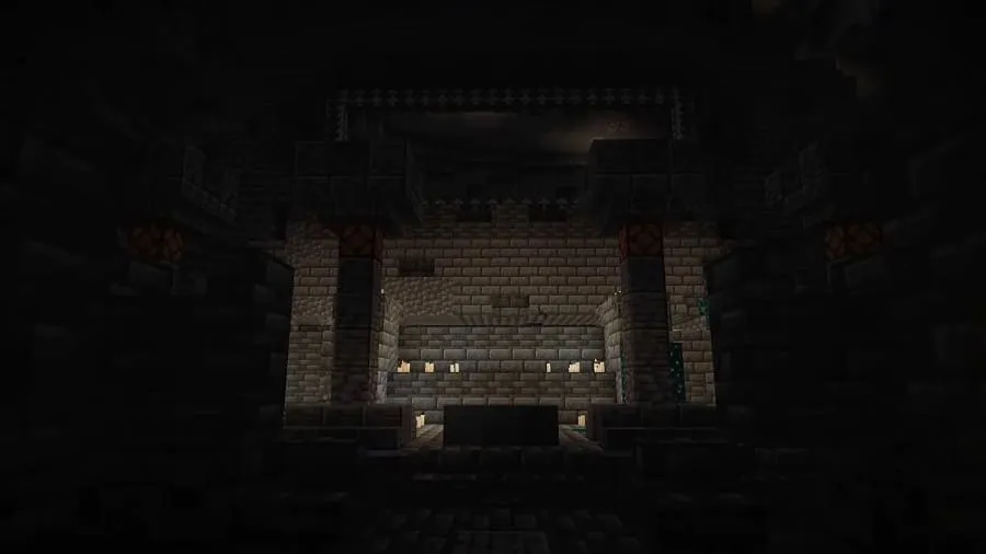 Deep gloomy city in Minecraft