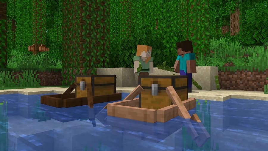 Лодка с сундуком в Minecraft