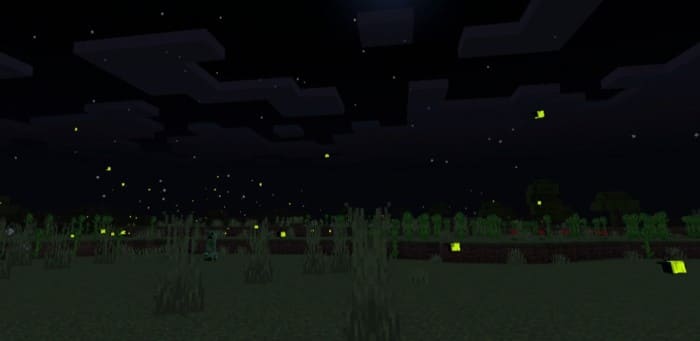 Светлячки и ночь в Minecraft