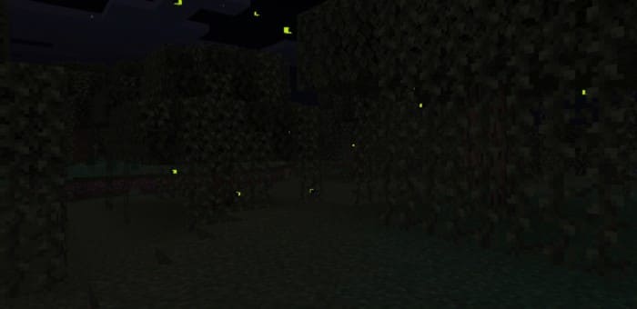 Светлячки ночью в Майнкрафт