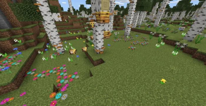 Birches, bees and flowers