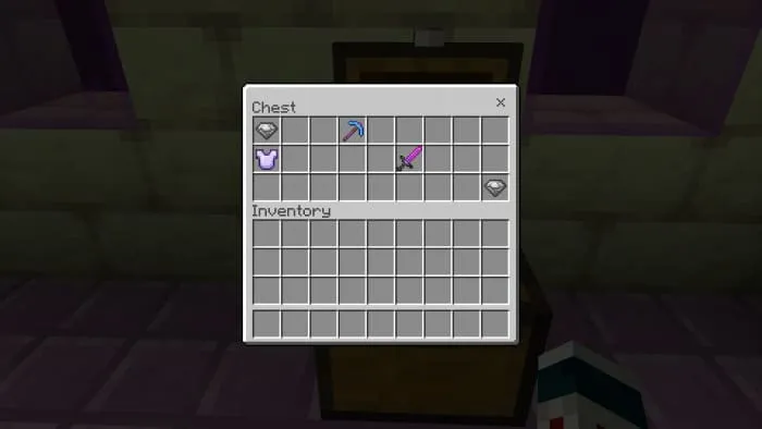 Loot with a new sword in the chest