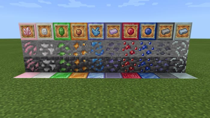 View of new ores in Minecraft with the mod