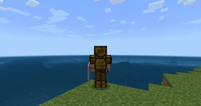 View of the wooden armor from behind