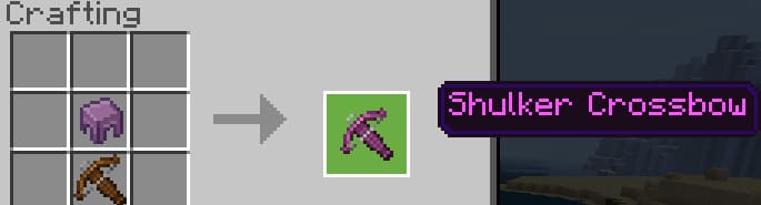 Crafting a crossbow from a Shulker shells