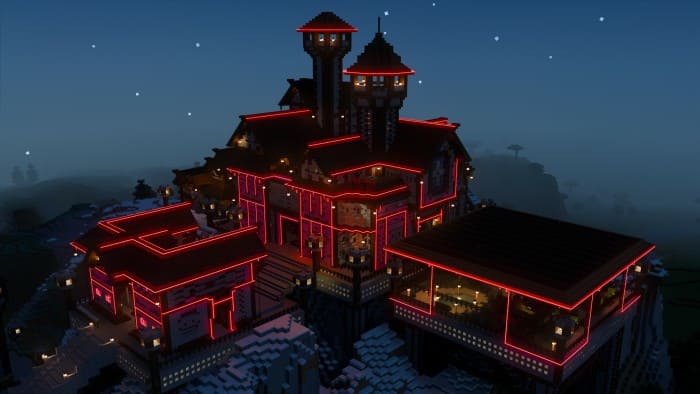 Neon castle in Minecraft