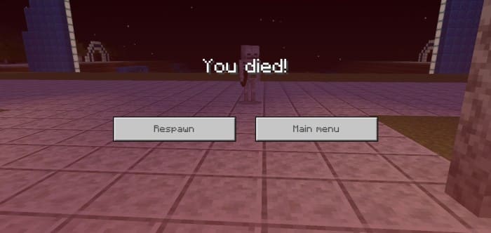 Экран гибели в Minecraft